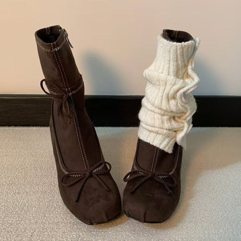 Bow High Heels Women Boots New - Winter Clothing For Woman 评论和价格