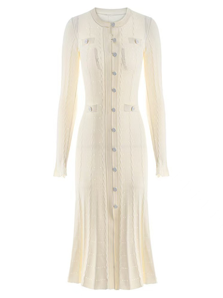 Round Neck Long Sleeved Dress  - Winter Clothing Accessories 评论和价格