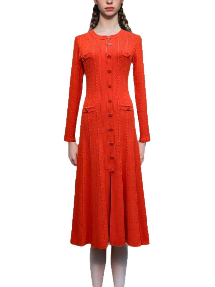 Round Neck Long Sleeved Dress  - Winter Clothing Accessories 评论和价格