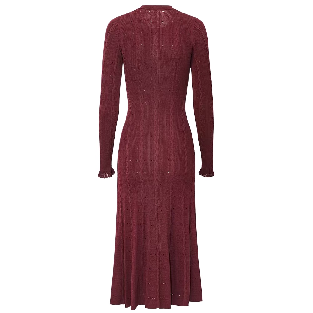 Round Neck Long Sleeved Dress  - Winter Clothing Accessories 评论和价格