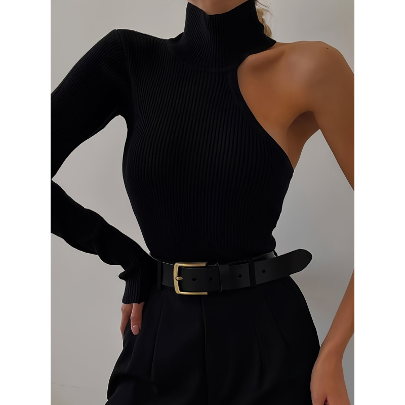 Solid Asymmetric One Shoulder  - Winter Clothing For Woman 评论和价格