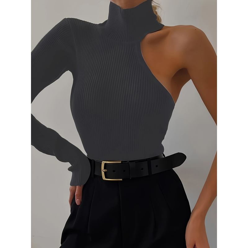 Solid Asymmetric One Shoulder  - Winter Clothing For Woman 评论和价格