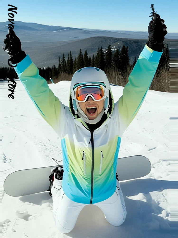 Women's Winter Ombre Ski Jacke - Ski Pants Waterproof 评论和价格